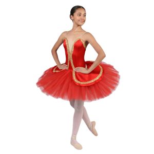 TU2625 Reginal: Tutù Pro con 7 Veli di Tulle Rigido e Passamaneria Oro