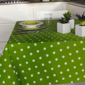 Tovaglia Vallesusa Quadrata 4 Posti – Colore Mela a Pois in Cotone Panama