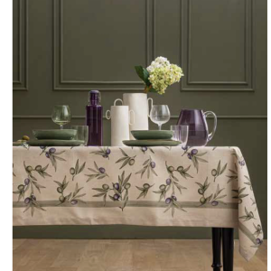 Tovaglia antimacchia effetto lino Olyvia Rose e Tulipani