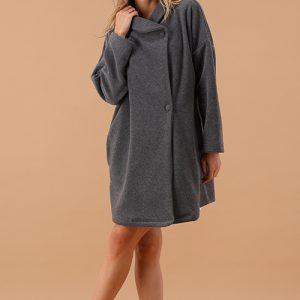 Vestaglia in Pile Asimmetrica con Bottone 