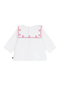 Blusa a maniche lunghe in popeline di cotone con ricamo a cuori neonata