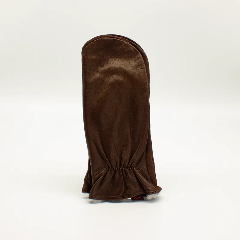 Muffole da donna in pelle color cammello - immagine 2