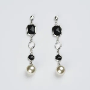 Orecchini Pendenti con Perla e Cristalli
