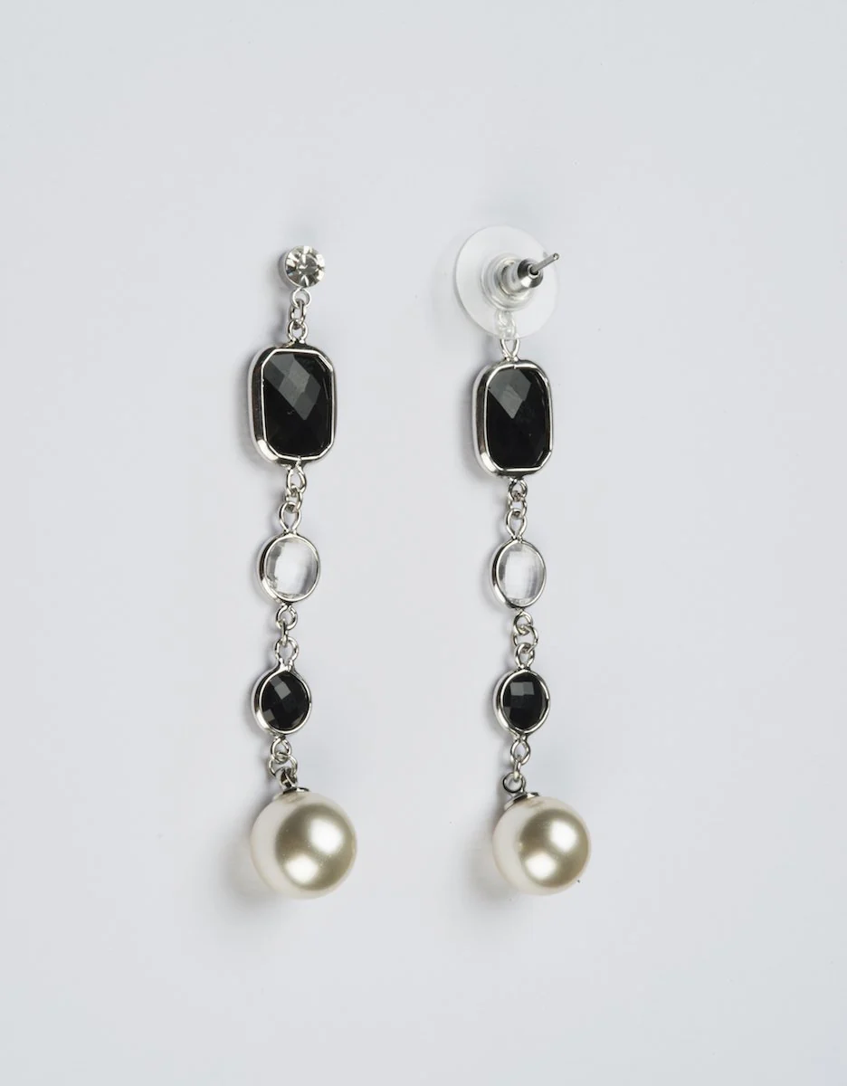 Orecchini Pendenti con Perla e Cristalli - immagine 3