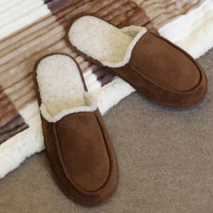 Pantofole Uomo cuoio con Pelliccia Interna Admas