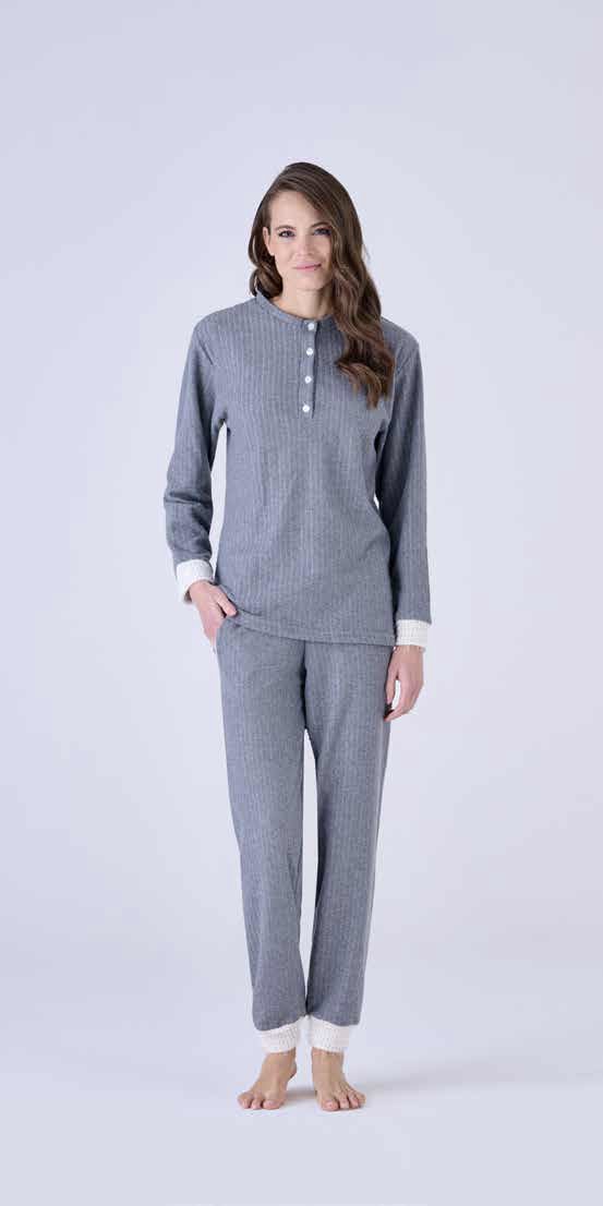 Pigiama serafino in punto milano a costina Pigiamiamoci - immagine 2